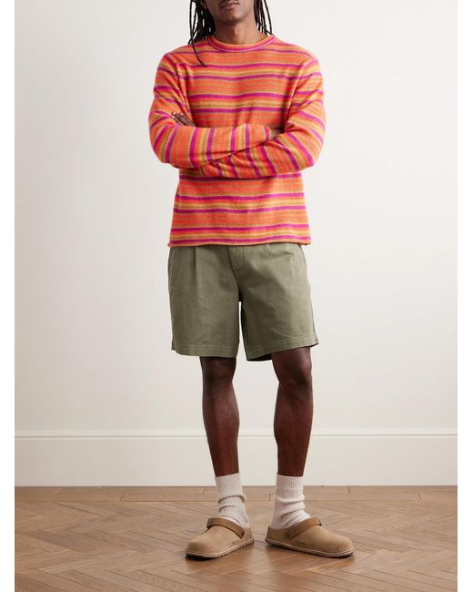 Corridor NYC Green Straight-Leg Pleated Garment-Dyed Cotton-Blend Twill Shorts for men