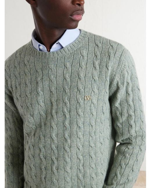 Valentino Garavani Green Vlogo-embellished Virgin Wool Sweater for men