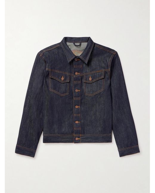 Nudie Jeans Blue Conny Embroidered Organic Denim Jacket for men