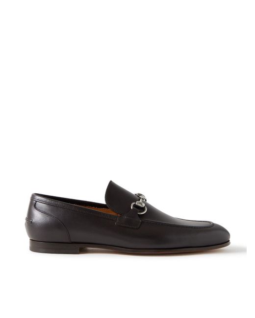 Gucci Black Jordaan Horsebit-Embellished Leather Loafers for men