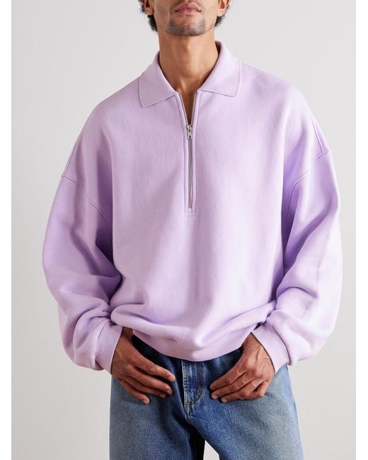 Agolde Purple Pace Half-Zip Cotton-Jersey Sweatshirt for men
