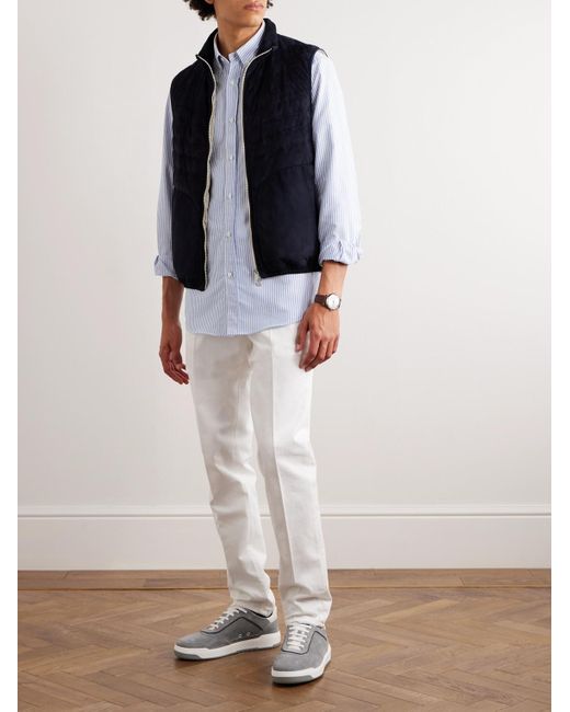 Camicia in cotone Oxford a righe con collo button-down da Uomo di Brunello  Cucinelli in Bianco | Lyst