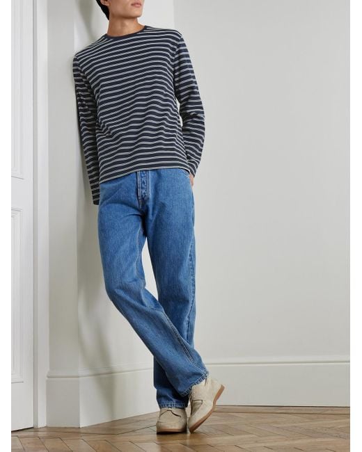 Mr P. Blue Striped Cotton-jersey T-shirt for men