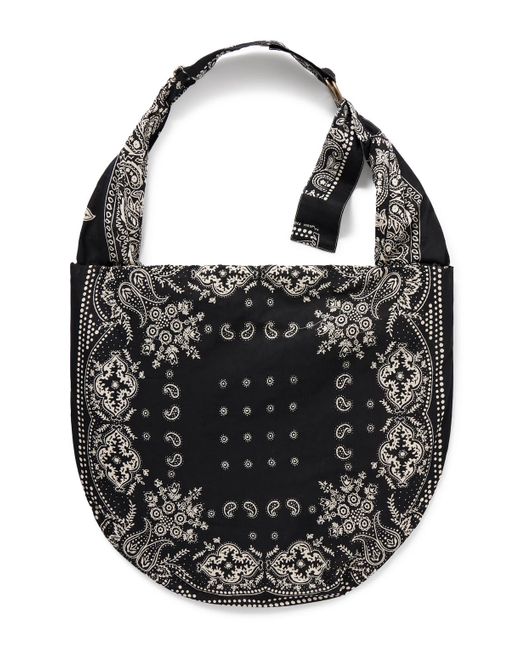 Kapital Black Transit Snufkin Rat Brand Bandana-print Cotton Sling Bag for men
