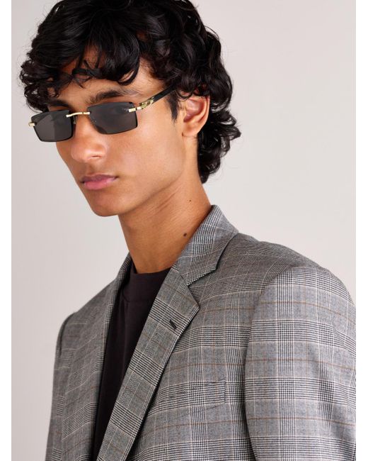Cartier White Signature Rectangular-Frame Rimless Acetate And-Tone Sunglasses for men
