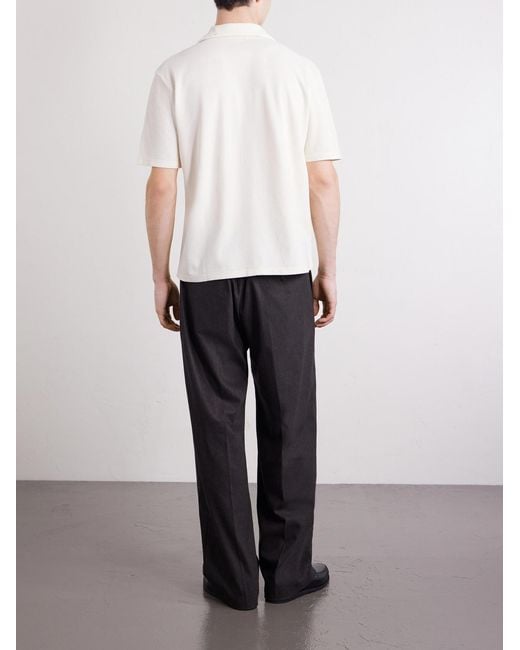 Altea White Jean Camp-Collar Cotton-Piqué Shirt for men