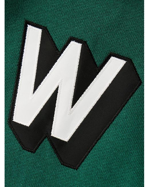 (w)taps Green Logo-embroidered Appliquéd Cotton-jersey Half-zip Sweatshirt for men