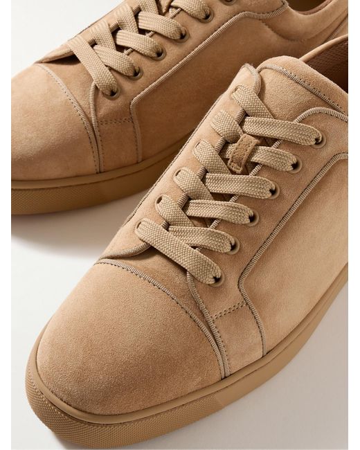 Christian Louboutin Brown Louis Junior Grosgrain-Trimmed Suede Sneakers for men