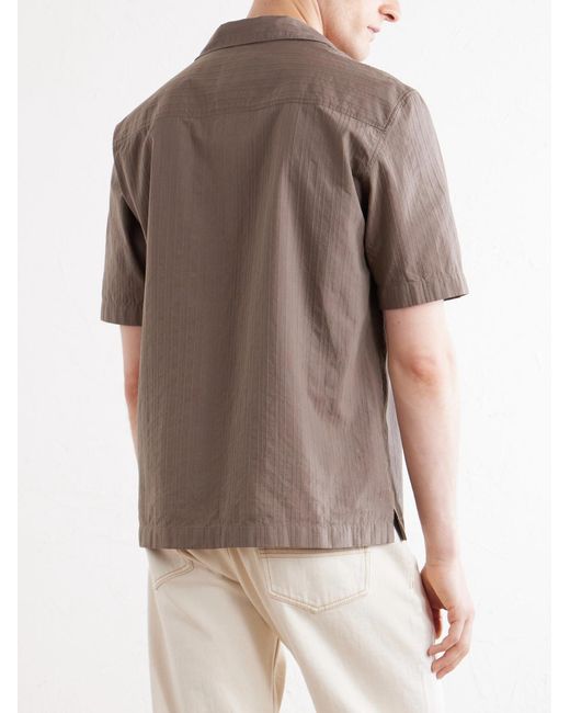 Sunspel Gray Camp-Collar Textured-Cotton Shirt for men