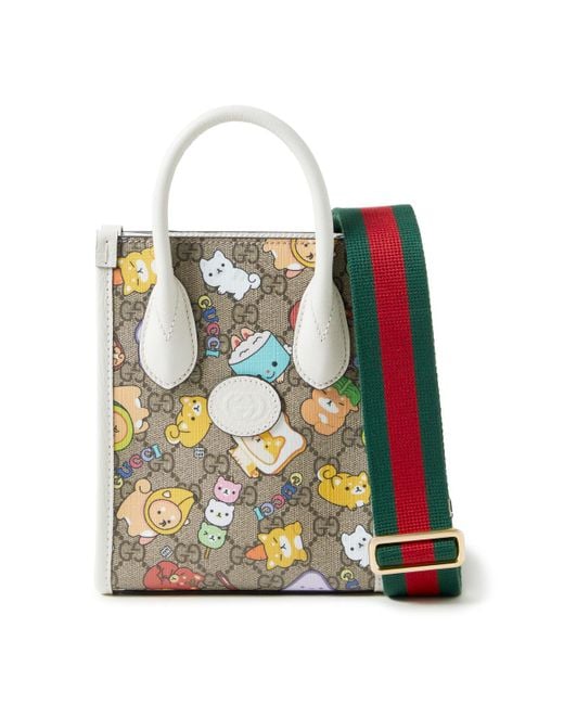Gucci Natural Angela Nguyen Mini GG Supreme Printed Leather-trimmed Coated-canvas Mini Tote Bag for men