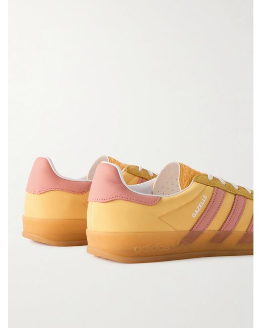 Adidas Originals Yellow Gazelle Indoor Leather And Suede-trimmed Shell Sneakers for men