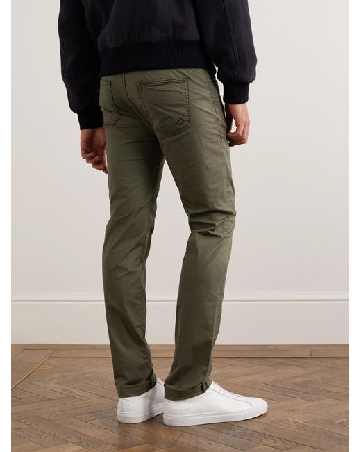 Slowear Green Straight-Leg Stretch Lyocell And Cotton-Blend Poplin Trousers for men