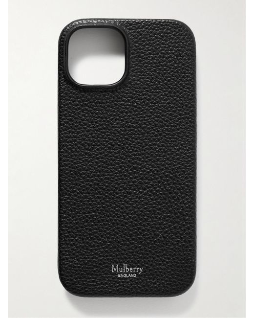 Mulberry Black Full-grain Leather Iphone 15 Case for men