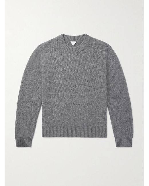 Bottega Veneta Gray Intrecciato Cashmere-Blend Sweater for men