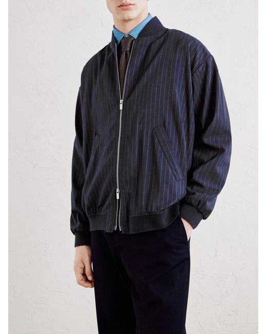 Barena Blue Gabier Fulgor Striped Wool-blend Bomber Jacket for men