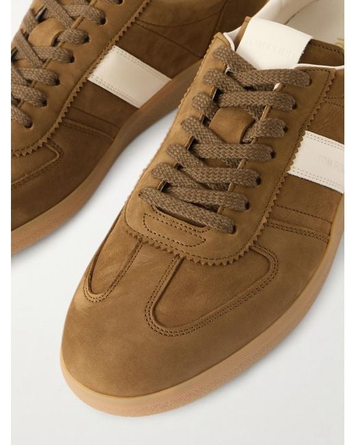 Tom Ford Green Terence Leather-trimmed Nubuck Sneakers for men