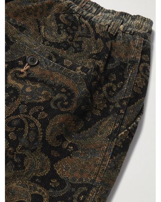Universal Works Schmal zulaufende Hose aus Baumwollcord mit Paisley-Print und Kordelzugbund in Gray für Herren