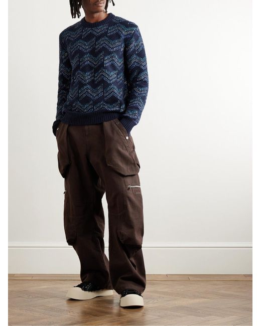 Missoni Blue Stretch Cotton-blend Jacquard Sweater for men