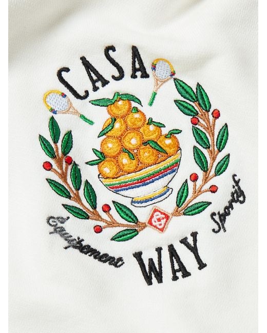 Casablancabrand White Casa Way Logo-embroidered Organic Cotton-jersey Hoodie for men