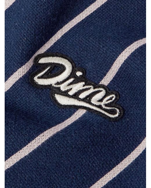 Dime Blue Logo-appliquéd Striped Cotton Cardigan for men