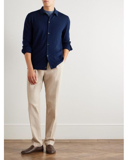 Eleventy Blue Slim-Fit Wool Cardigan for men