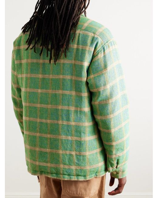 Visvim Green Keesey Checked Linen And Wool-Blend Down Jacket for men