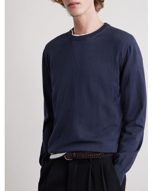 Canali Blue Cotton Sweater for men