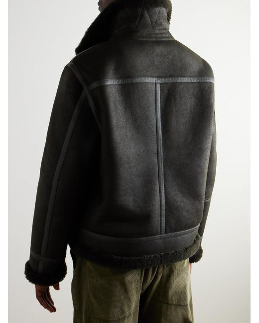 Mr P. Black Shearling Aviator Jacket for men