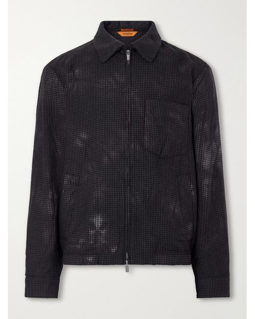Barena Black Garment-Dyed Houndstooth Wool Blouson Jacket for men