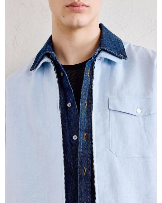 Mr P. Blue Linen Shirt Jacket for men