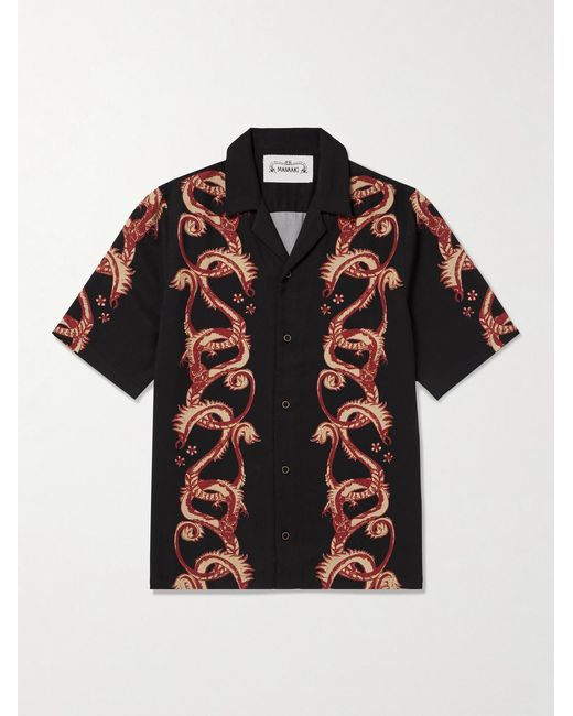 MANAAKI Black Taniwha Camp-Collar Printed Lyocell-Twill Shirt for men