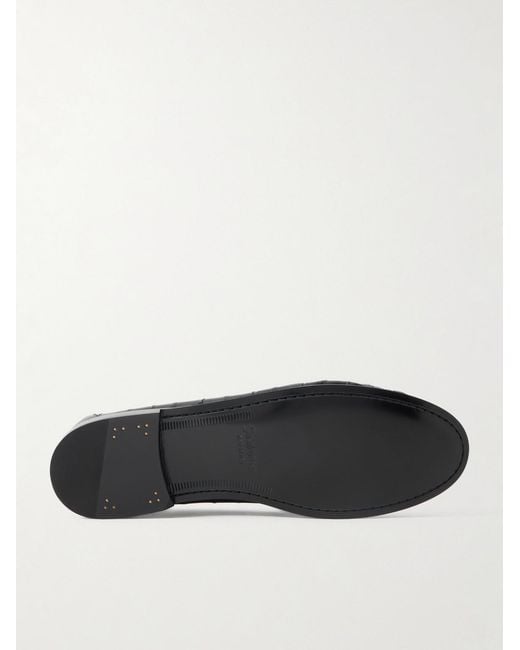 Saint Laurent Black Le Loafer Monogram Logo-Appliquéd Eel Penny Loafers for men