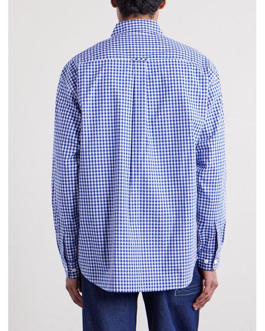 FRIZMWORKS Blue Ease Gingham Cotton Shirt for men