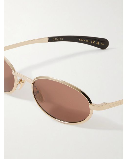 Gucci Metallic Oval-Frame-Tone Sunglasses for men