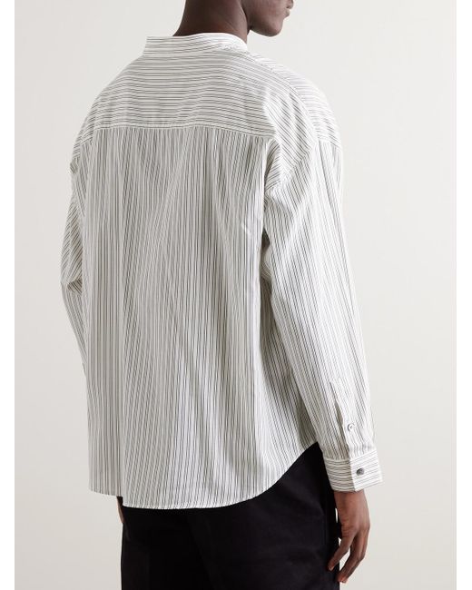 Camicia in misto cotone a righe con collo alla coreana di FRAME in White da Uomo