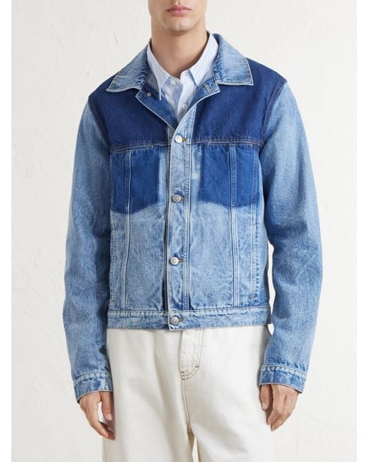 Maison Margiela Blue Patchwork Denim Jacket for men