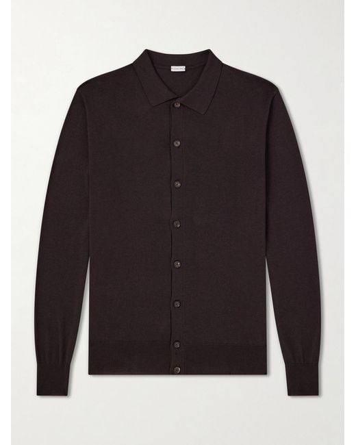 Caruso Black Silk And Cotton-Blend Cardigan for men