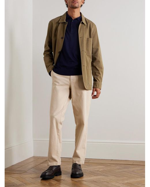 John Smedley Blue Cotton And Cashmere-blend Polo Shirt for men