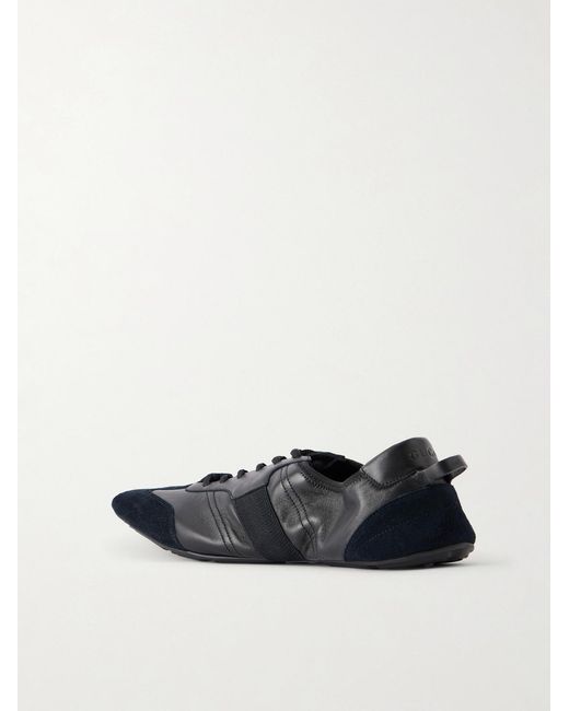 Gucci White Flex Suede-Trimmed Leather Sneakers for men