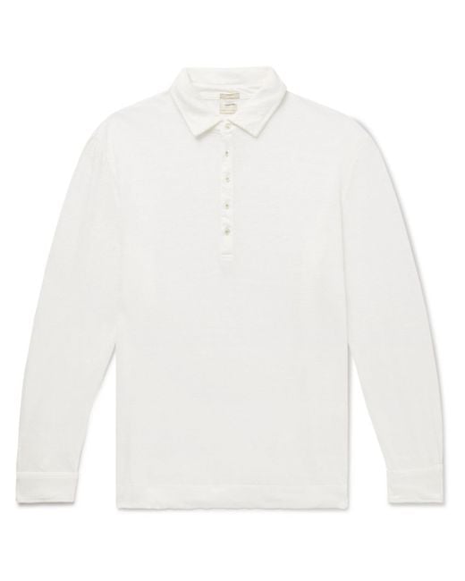 Massimo Alba White Raya Slim-fit Linen Polo Shirt for men