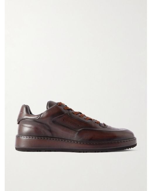 Officine Creative Brown Eraser 001 Airbrushed-Leather Sneakers for men