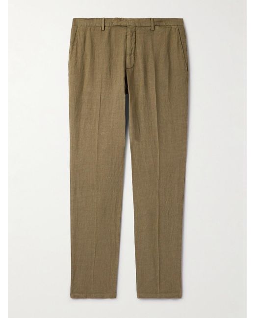 Boglioli Green Slim-Fit Straight-Leg Linen Suit Trousers for men