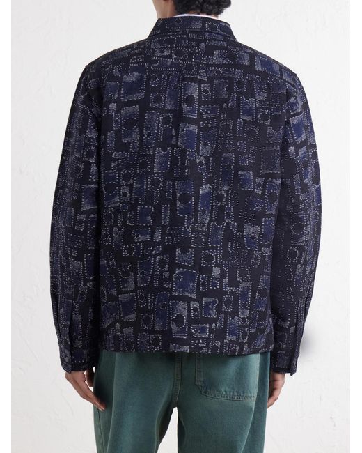 Folk Blue Assembly Jacquard Cotton-Blend Jacket for men