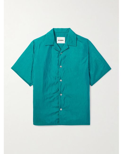 Jil Sander Blue Camp-collar Padded Shell Shirt for men