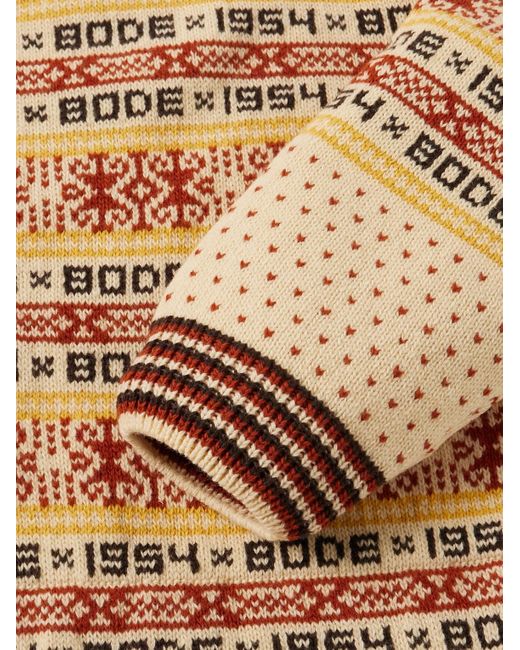 Marzipan Jacquard-Knit Wool Cardigan di Bode in Natural da Uomo