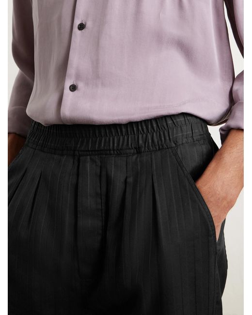 Tom Ford Black Cotton And Silk-Blend Herringbone Trousers for men