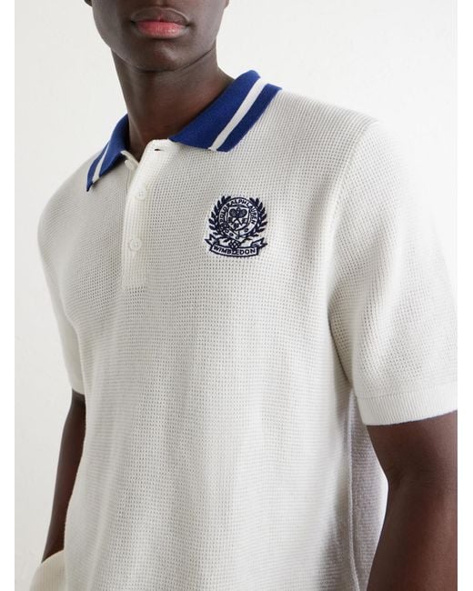 Polo Ralph Lauren White Wimbledon Embroidered Cotton-Knitted Shirt for men