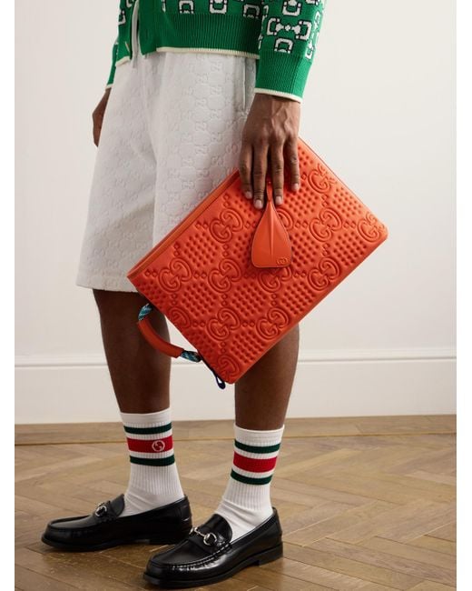 Gucci Diver Etui aus Shell mit Lederbesatz und Logoprägung in Red für Herren