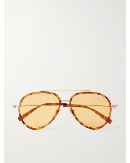 Gucci Metallic Aviator-style Tortoiseshell Acetate And Gold-tone Sunglasses for men