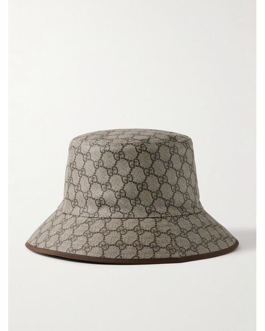Cappello da pescatore in tela spalmata con monogramma di Gucci in Natural da Uomo